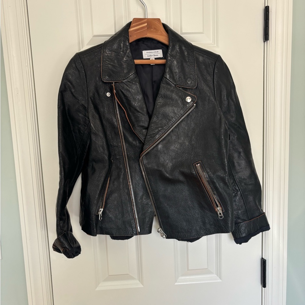 MUST GO BY JUNE 7! 
&OtherStories Black Leather Biker Jacket